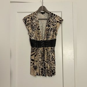 Pretty animal print Sky belted top